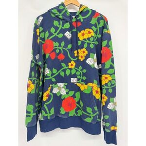 Roberto Lugo Walmart Hoodie Men L‎ Blue Floral Dice Print Streetwear Casual